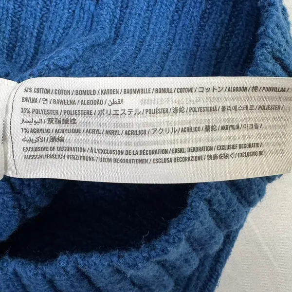 Abercrombie & Fitch Womens Blue Cable Knit V-Neck Sweater Size M Popcorn Texture - Image 5