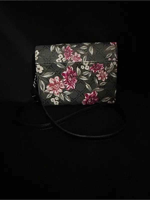 Nine West Black Floral Crossbody with Pink and Cream Blooms - Image 7