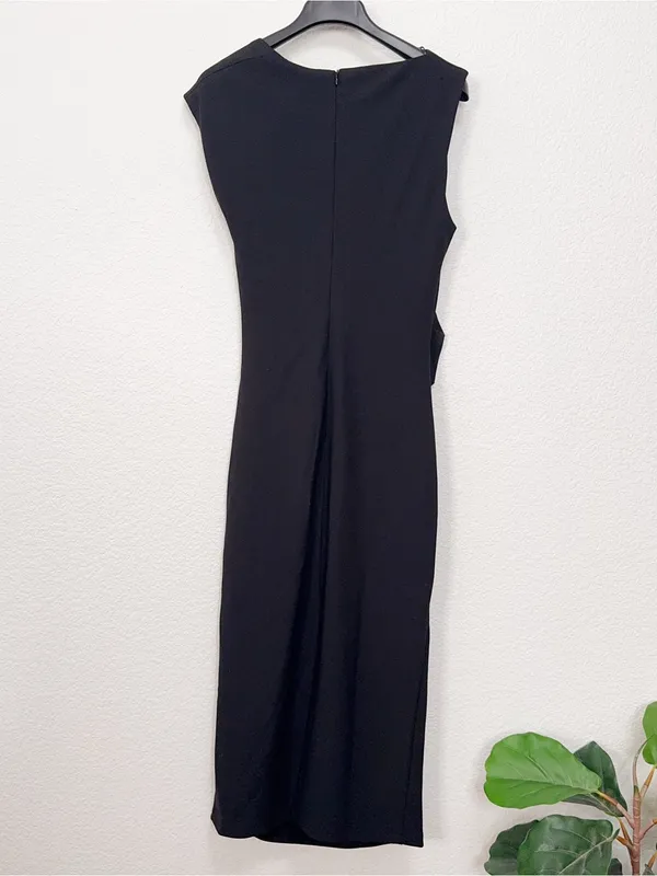 ELLIATT Jada Midi Dress Black Draped Ruched Sleeveless Dress - Image 7