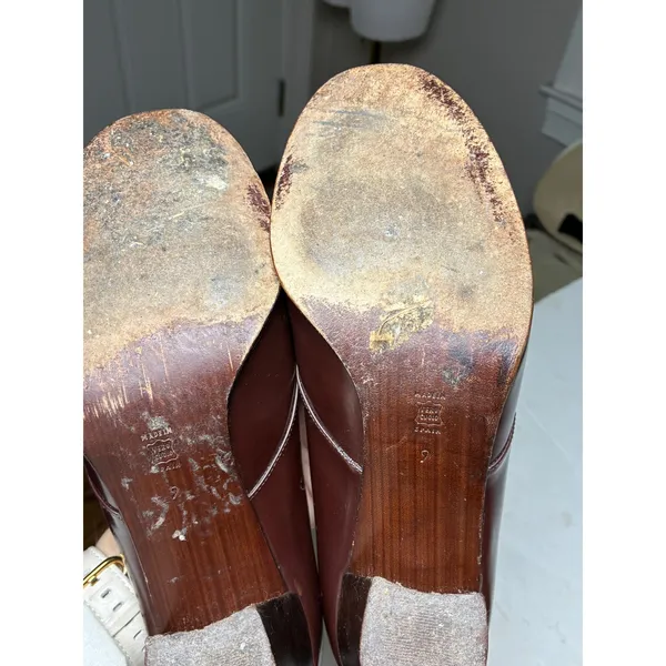 Vintage Kenneth Cole Spain Brown Leather Block Heel Loafers Buckle Strap 9 - Image 12