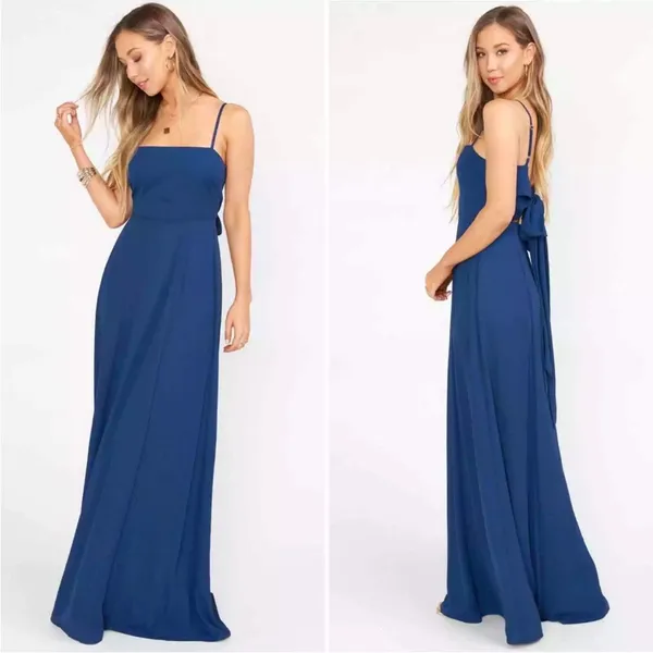 Show Me Your Mumu‎ Lauren Tie Maxi Dress Navy Women's Large NEW $188 - Image 3