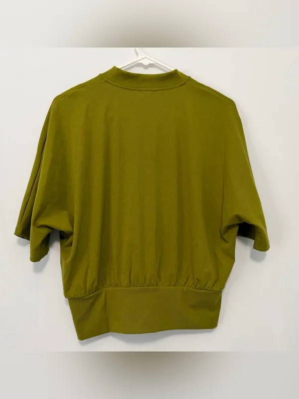 OGL Stand Collar V-Neck Short Sleeve Top Large NEW - Image 3