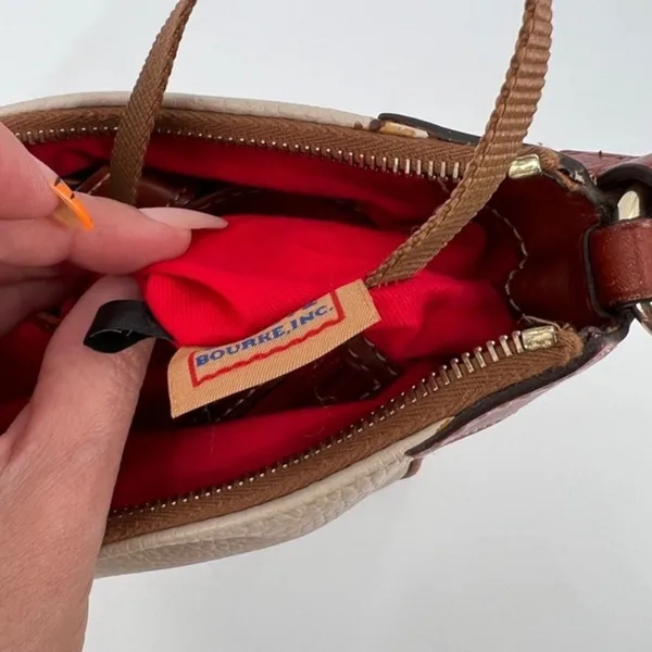 Dooney & Bourke Pebble Grain Leather Shoulder Bag Cream Tan Hobo Purse - Image 14