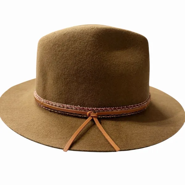 Anna & Ava Women 100%‎ Wool Fedora Hat Brown Western Rancher Wide Brim Boho Fall - Image 2