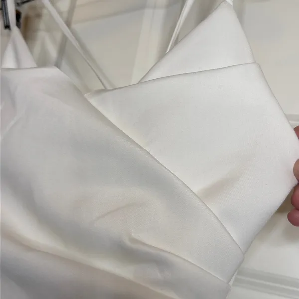 NWT ASOS White Spaghetti-Strap criss cross back ruffle down dress sz 2 - Image 4