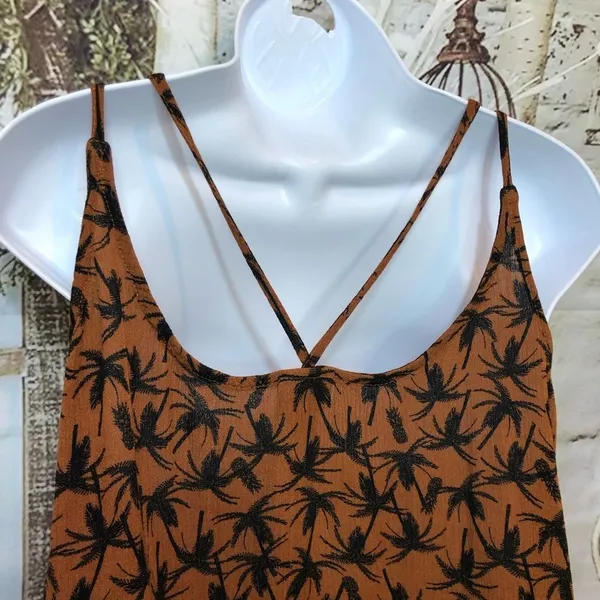MOSSIMO overlap front V-neck crisscrossed back straps Palm Tree tank size M top - Image 6