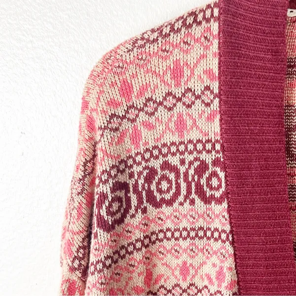 MATILDA JANE Harmony Fair Isle Open Front Pockets Cardigan Size Small Rustic - Image 5
