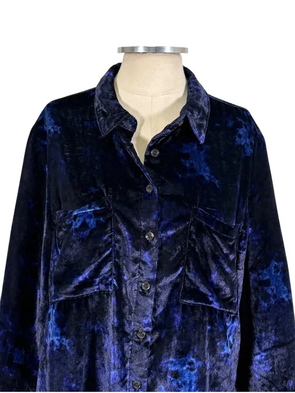 Pilcro Mara Velvet Relaxed Button Up Top Size 10 - Image 6