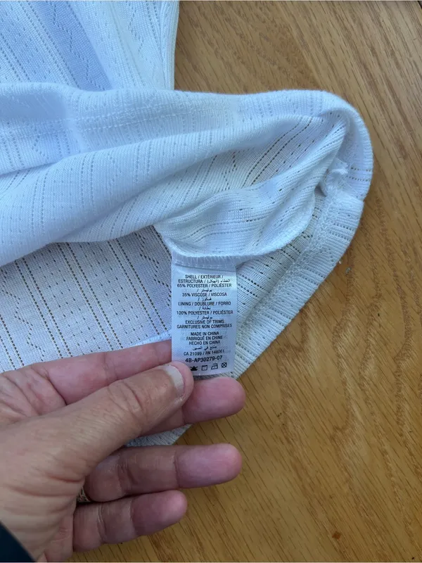 Ardene Pointelle Knit Long Sleeve Top Size XL White Ribbed Cinch Front Bow Y2K - Image 5