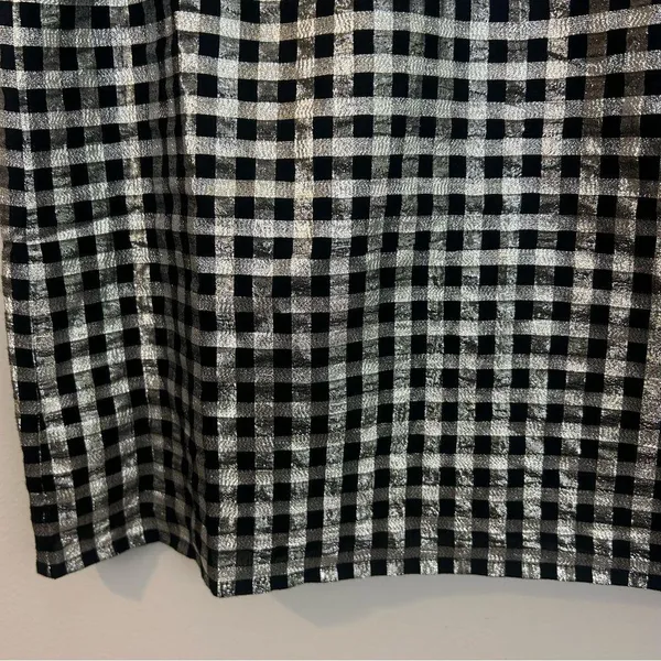 NWT J. Crew Silver/Black Gingham/Plaid Short Sleeve Metallic Top Size Small - Image 8