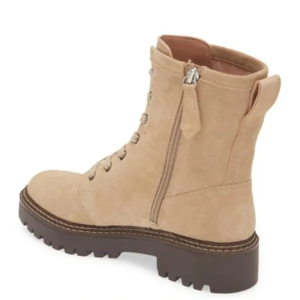 NEW NORDSTROM Moonie Water Resistant Leather Combat Boot In Beige Sand - Image 4
