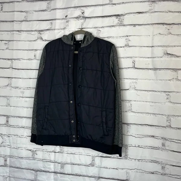 Ocean Current Women’s Puffer Jacket XL Black Gray Two Tone Button Up Hoodie Y2K - Image 9