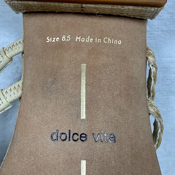 Dolce Vita Paily Braided Raffia Low Block Heel‎ Slide Sandals Tan Womens 8.5 - Image 9