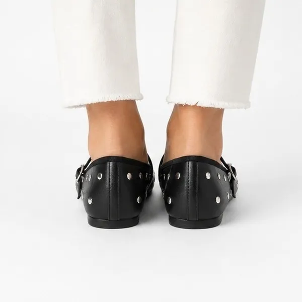 Scoop Womens Mary Jane Flats Size 8 Black Studded Memory Foam Ballet Shoes - Image 5