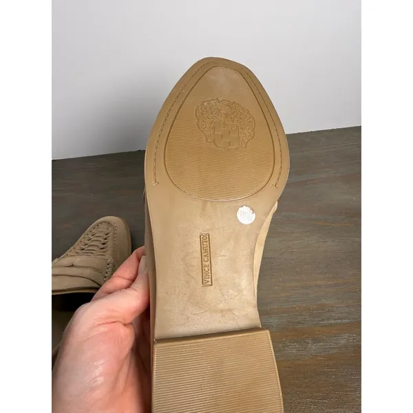 Vince Camuto Caylas Beige Suede Penny Loafers Woven Preppy Size 9‎ NWOB - Image 12