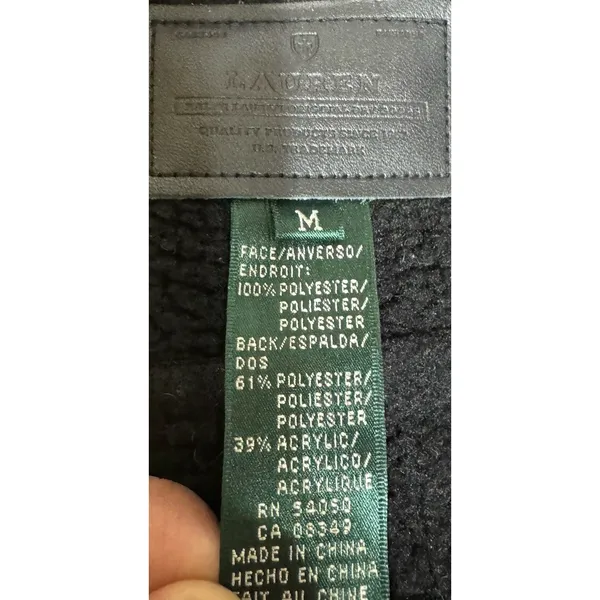 Y2K Ralph Lauren Womens Faux Suede Vest Black M Fleece Lined‎ Zip Front Pockets - Image 3