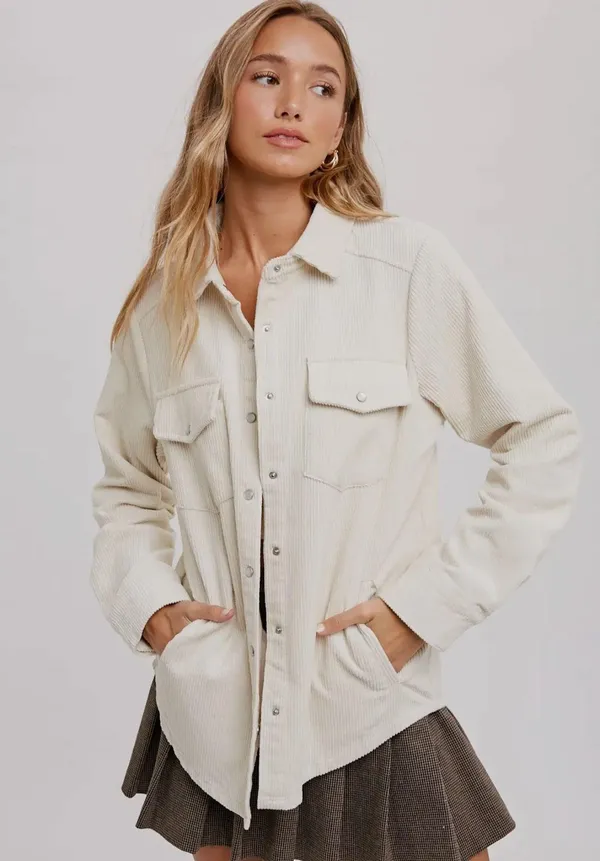 Kimberly White Corduroy Shacket - Image 3