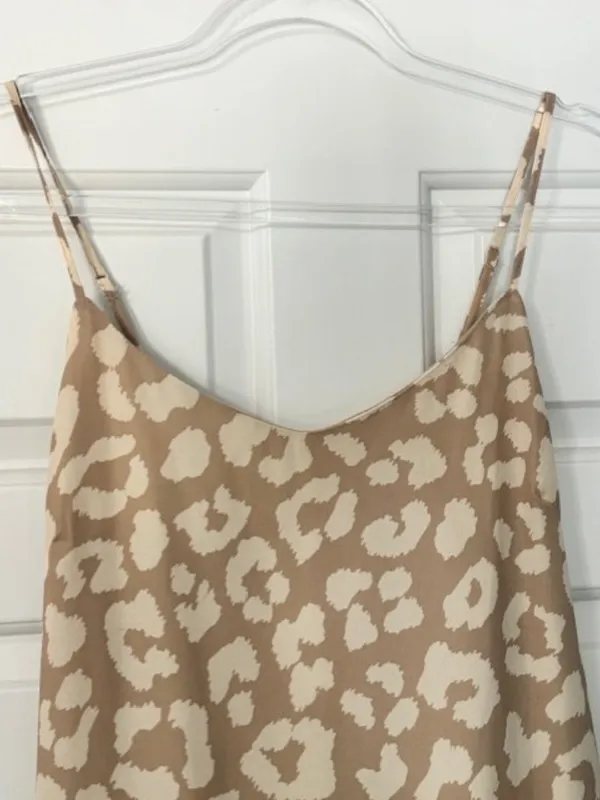 Pink Lily Beige Cream Abstract Dot Slip Midi Dress S Spaghetti Straps Casual - Image 3
