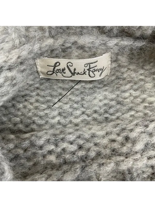 LoveShackFancy Atlas Grey Fringe Sweater Alpaca Size Small - Image 3
