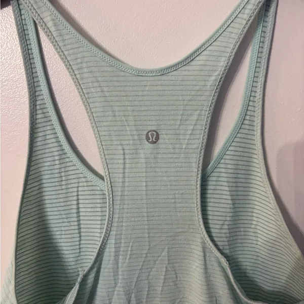 Lululemon 105 F Singlet Tank Top Teal Blue Luon Silverescent Racerback Loose - Image 4