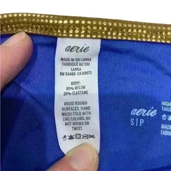 Aerie Blue & Gold Padded High Waisted‎ Cheeky Bikini Size Small/Medium - Image 2