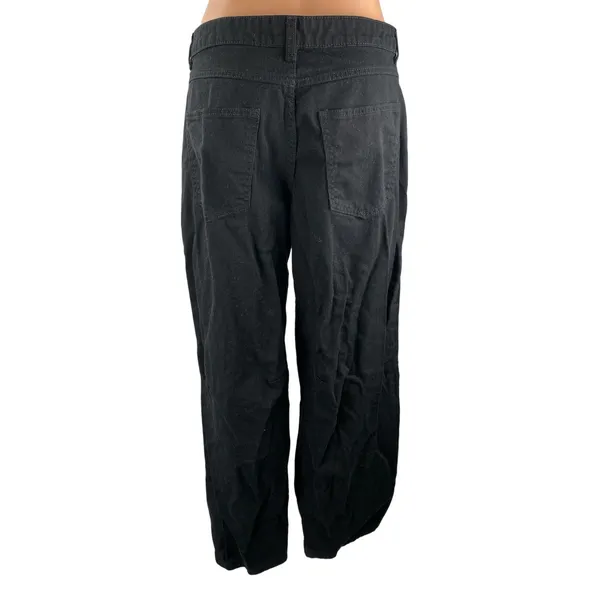H&M Women's Black High Waisted Wide Leg Baggy Y2k Relaxed Denim Jeans Size 6 - Image 4