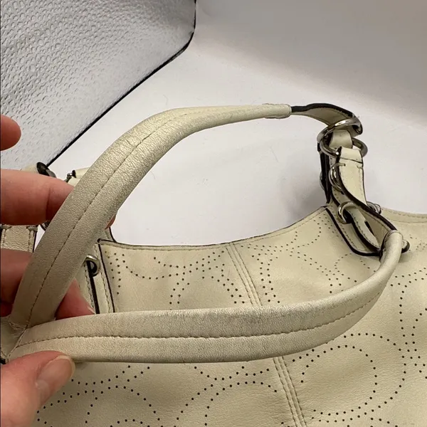 Coach Carly Perforated Leather Tote F16598 Light Taupe Large Shoulder Bag - Image 8