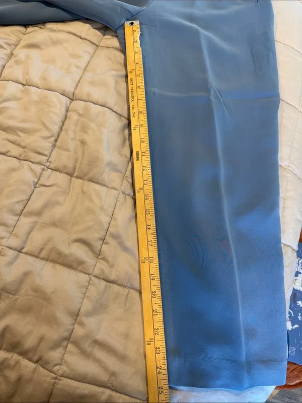 Valerie Stevens 100% Silk Pants Blue Wide Leg High Rise Pleated Vintage petite 6 - Image 5
