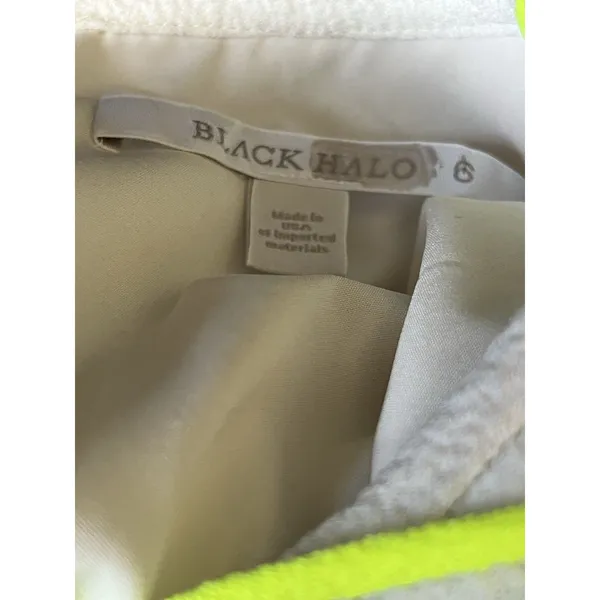 Black Halo White Quill Dress Size 6 - Image 12