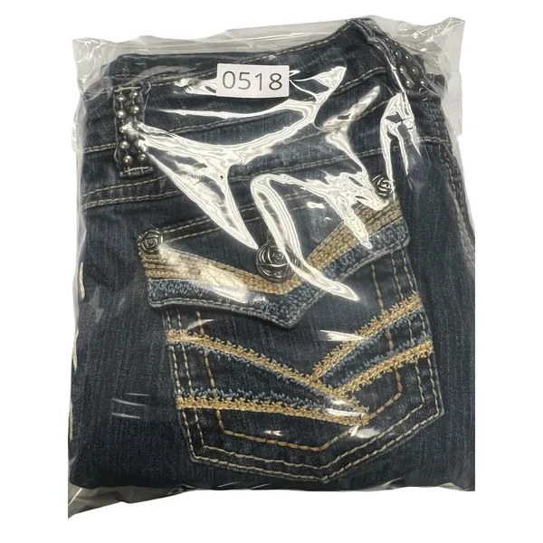 Adiktd Womens Flare Jeans 4 W28 Dark Wash Rhinestone Embellished Y2K Western - Image 7