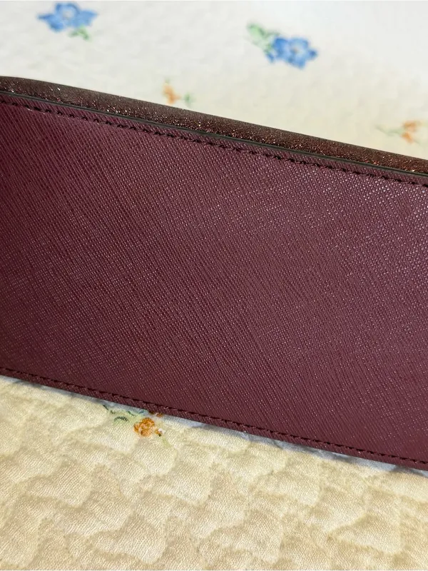 Kate Spade NWT Glitter Dome Makeup Bag Burgundy - Image 3