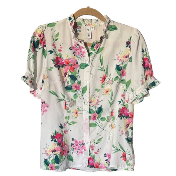 Size Small Kut From The Cloth Floral, Button Down, Ruffle Collar - Image 6