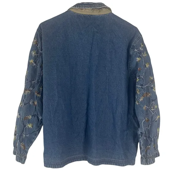 Jane‎ Ashley Vintage 90s Women's Size Large Embroidered Denim Shacket Button Up - Image 6