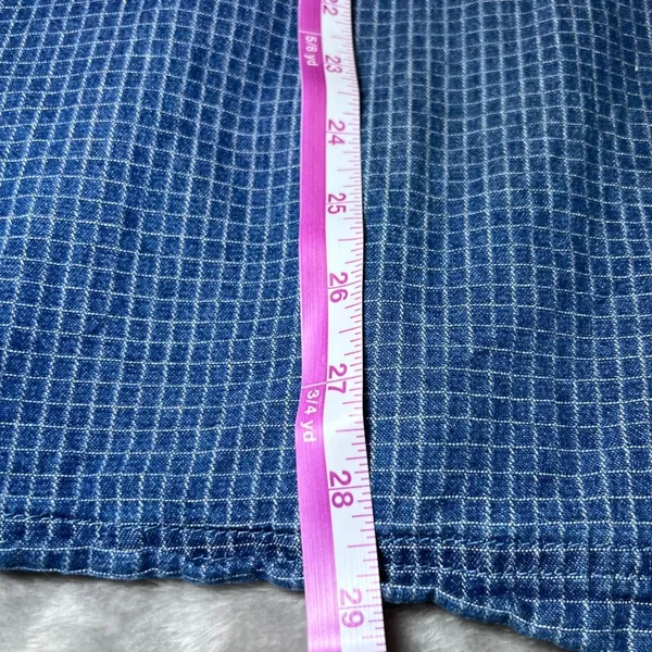 Vintage Womens Size 22/24W Denim Blue Plaid Zipper Front Shirt‎ Jacket 90s Boho - Image 9