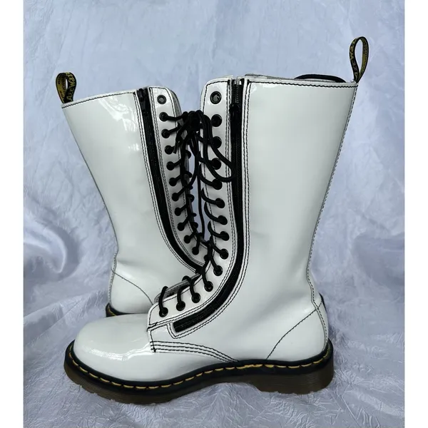 Dr Doc Martens 9733 Patent Lamper Boots with Zipper, White UK 6, US 8‎ Womans - Image 7