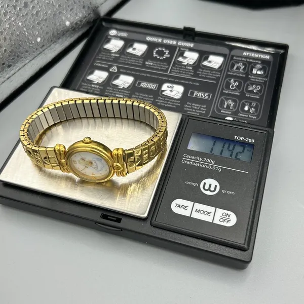 Valdawn Fluttering By To Say Hi Watch 2001 Gold Tone Stretch Needs Battery VTG - Image 9