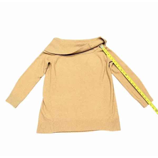 Express Sweater Womens S Tan Novelty Button‎ Off The Shoulder Oversized NWT - Image 6