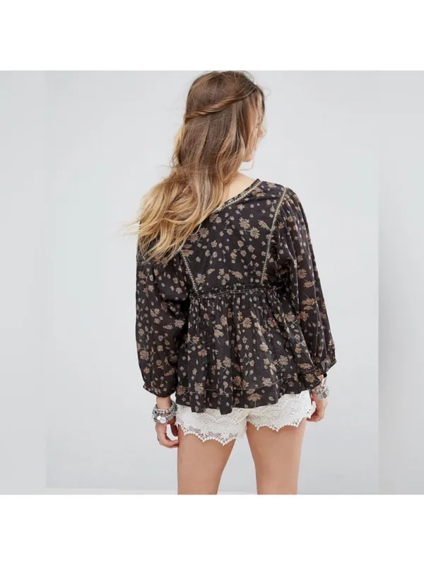 $98 Free People Never A Dull Moment Peasant Blouse S - Image 5
