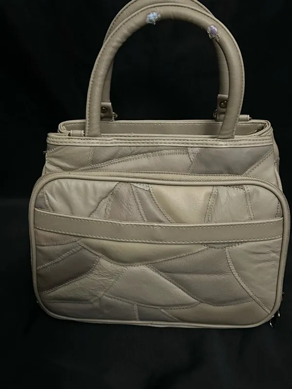 Neutral Patchwork Satchel Handbag Purse Taupe/Cream NWOT - Image 2