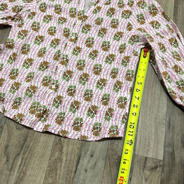 UNTUCKit Carrie Cotton Raglan Sleeve Blouse Pink Green Floral Medallion Size M - Image 4