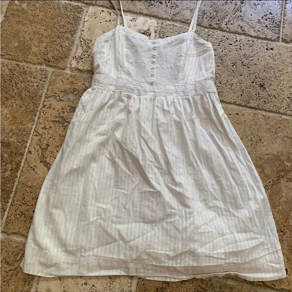 American Eagle White Babydoll Cotton Eyelet Mini Dress Y2K S 2000s - Image 4