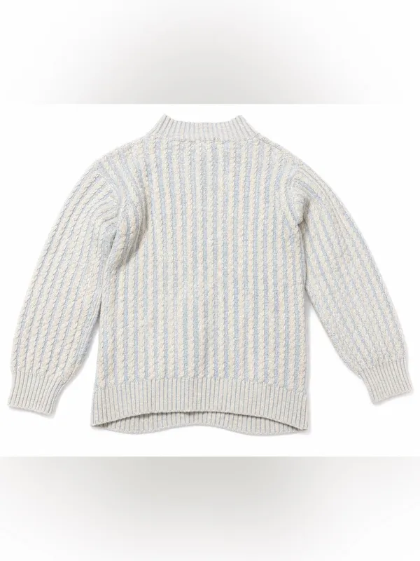Lineamaglia Italy Women Blue White Sweater Cable Knit Small - Image 2