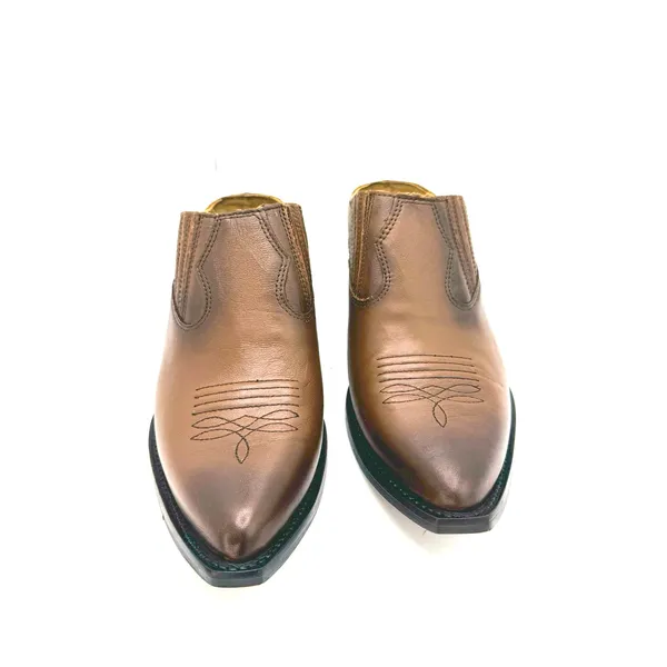 Frye Sacha Brown Leather Western Mule Booties Cowgirl Shoes Size 7 - Image 11