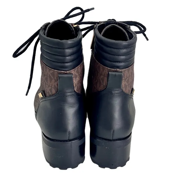 Michael Kors Signature Brown and Black Lug Sole Combat Boots, Size 10 - Image 5