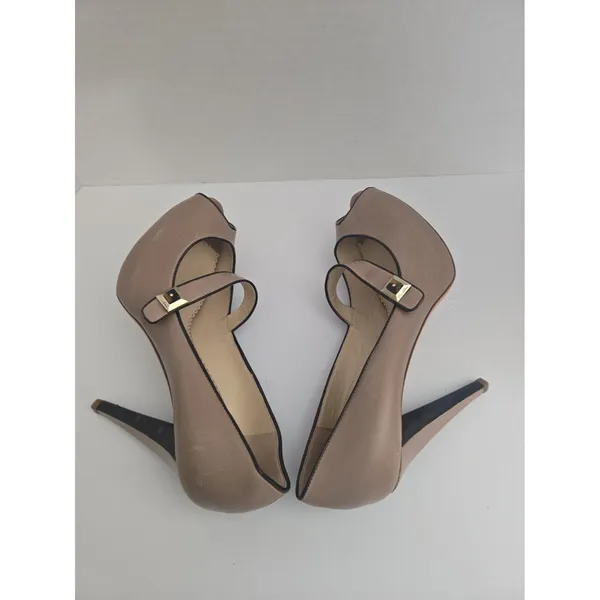 Oscar de la Renta Tan Peep-Toe Heels size 38.5 EUR / 8 US - Image 6