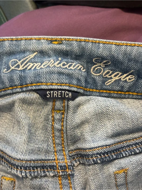 American Eagle Outfitters Light Gray Rolled Hem Denim Shorts - Image 6
