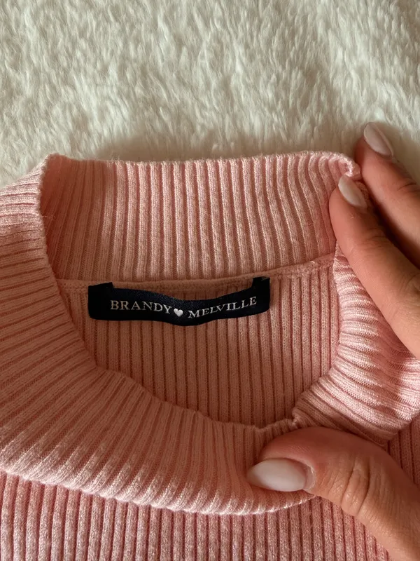 Pink High Neck Brandy Melville Long Sleeve - Image 2