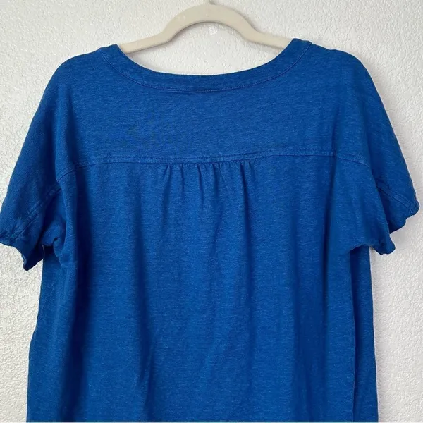 Chico’s 100% Linen Blue Stretch Henley Short Sleeves Tee, Sz Large - Image 6