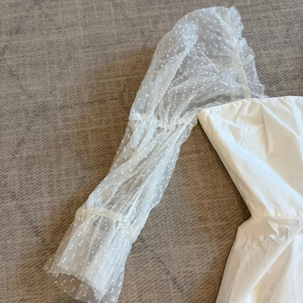 Amanda Uprichard Lalita Organza Puff Sleeve Mini Dress White NWT XS - Image 3