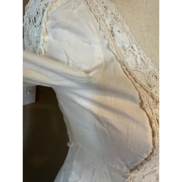 Vintage 70s Prairie Maxi Dress Lace Cottagecore Boho Off White Gunne Sax‎ Style - Image 3